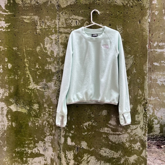 North Face Girl's Fleece Sweatshirt / Pullover, Seafoam / Pale Green, Med 10-12 - Picture 2 of 7